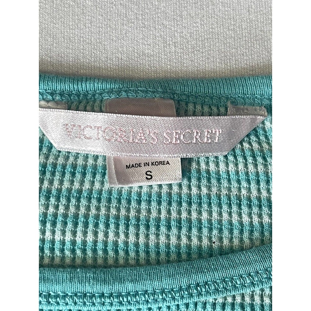 Victoria's Secret T Shirt Sz S Green Long Sleeves Stripes Cotton Night Shirt? - Picture 4 of 10
